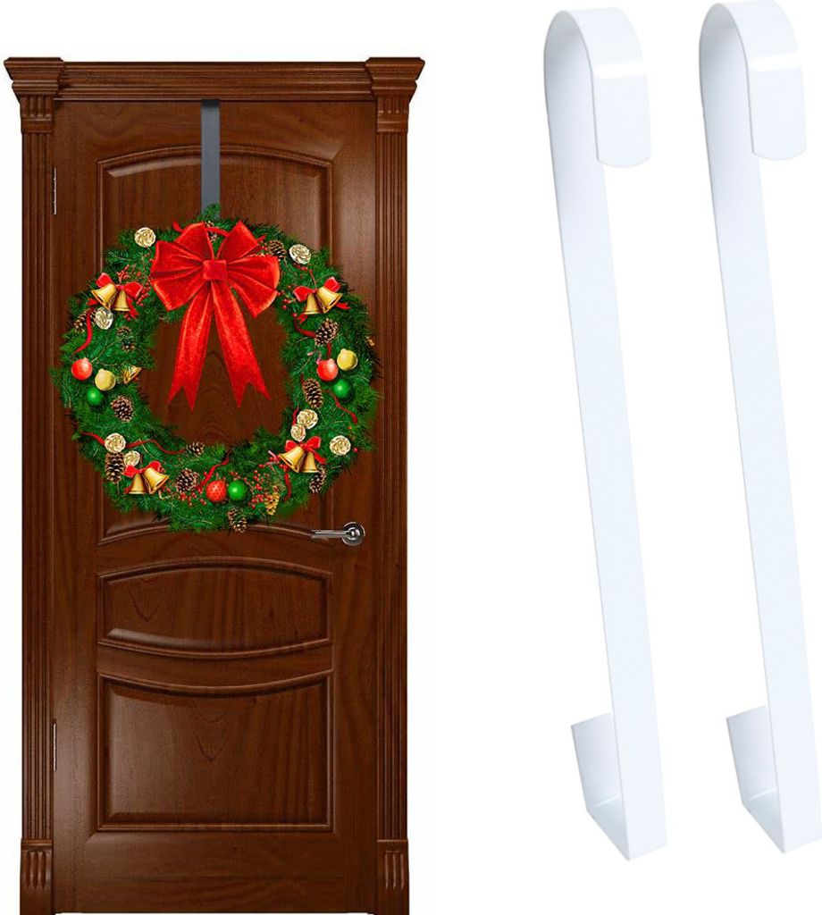 2 Stück Weihnachtskränze Türhaken, Kranz Aufhänger Türhaken, Weihnachtskranz Haken, Haken Tür Einhängen, für Hängend Halloween Weihnachts ...
