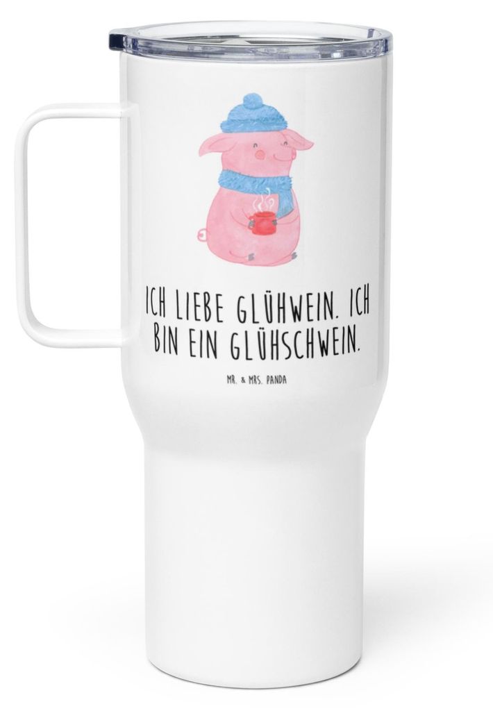 Mr. & Mrs. Panda Thermos-Becher Schwein Glühwein - Weiß - Geschenk, Kaffee-to-go-Becher, Weihnachtsmarkt, Punsch, Reisebecher, Mehrweg-Kaffeebech...