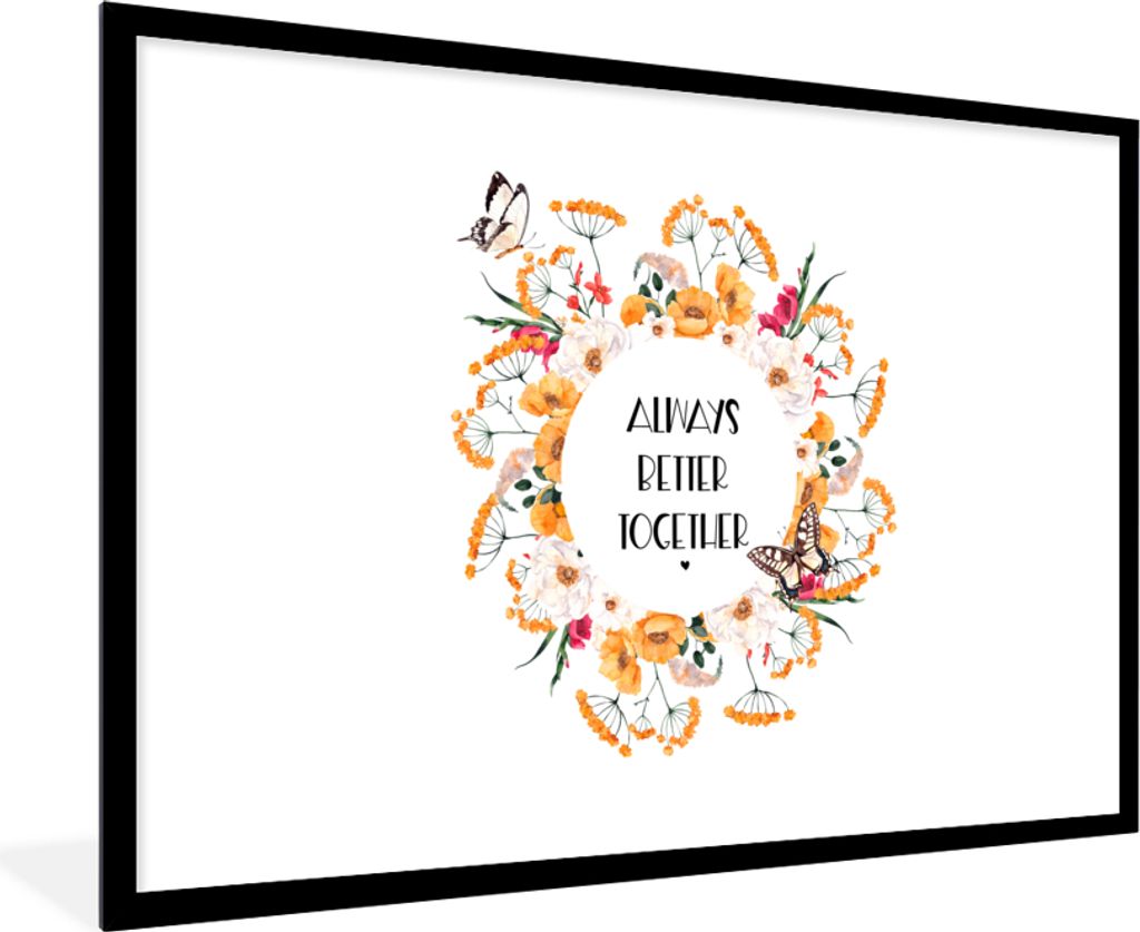 MuchoWow Gerahmtes Poster Zitate - Gemeinsam immer besser - Familie 90x60 cm - Poster mit Schwarzem Bilderrahmen Wandposter Rahmen Foto Bilder - ...