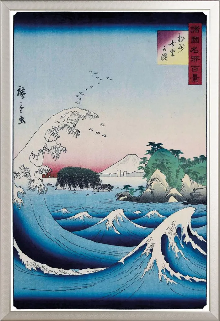 Quadro Hiroshige Seven Ri Beach Cornice Shinsuke Alluminio 61x91,5