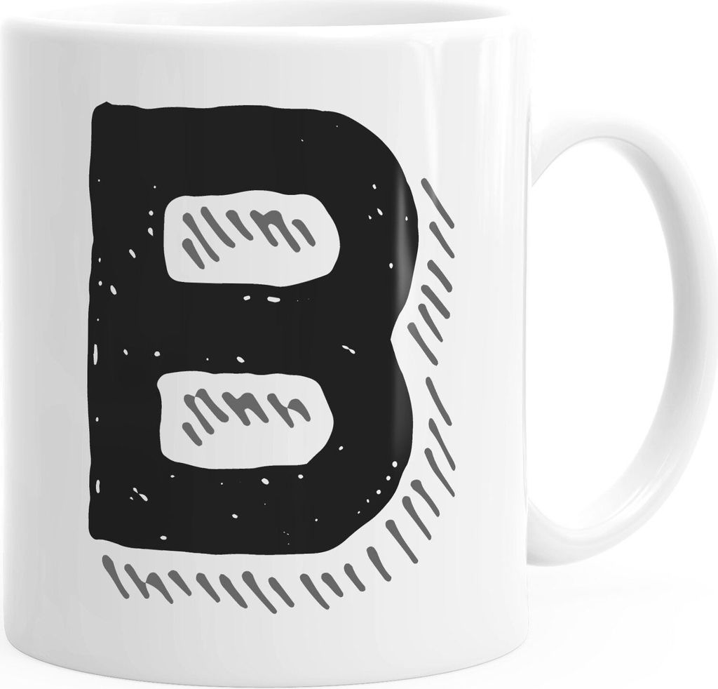 Kaffee-Tasse Buchstaben Buchstabe glänzend Kaffeetasse Teetasse Keramiktasse MoonWorks B weiß unisize