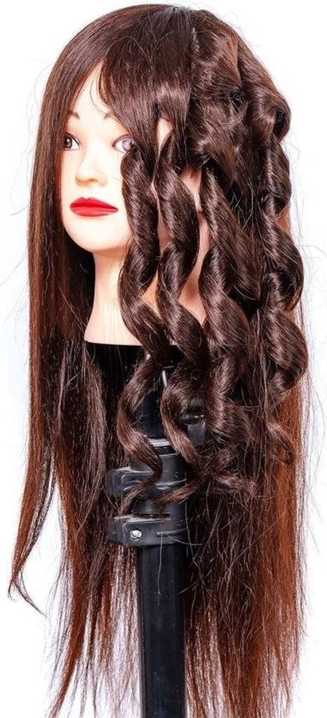 Friseur-Übungskopf – Übungspuppe mit Echthaar – geeignet für Flechtfrisuren und Hochsteckfrisuren