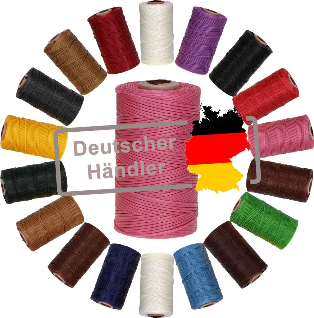 Ledergarn gewachst 1mm x 0,3mm I Sattlergarn - gewachster Faden aus Polyester stabil & haltbar I Wachsgarn Forellenfaden Outdoor Nähgarn in Profiq...