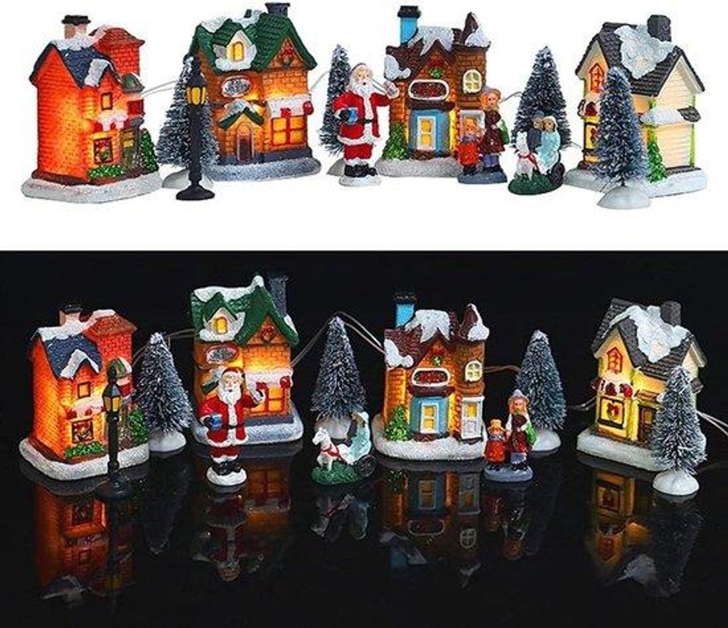 Weihnachtsdorf LED Miniaturhäuser 10-teilig Hars Dekoration