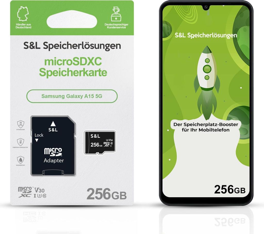 microSD Speicherkarte S&L für Samsung Galaxy A15 5G - Speicherkapazität: 256 GB