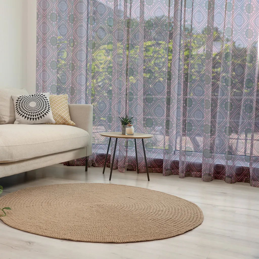 Arazzo Geometrico ABAKUHAUS 135x274 - Tessuto Satinato Melanzana - 3