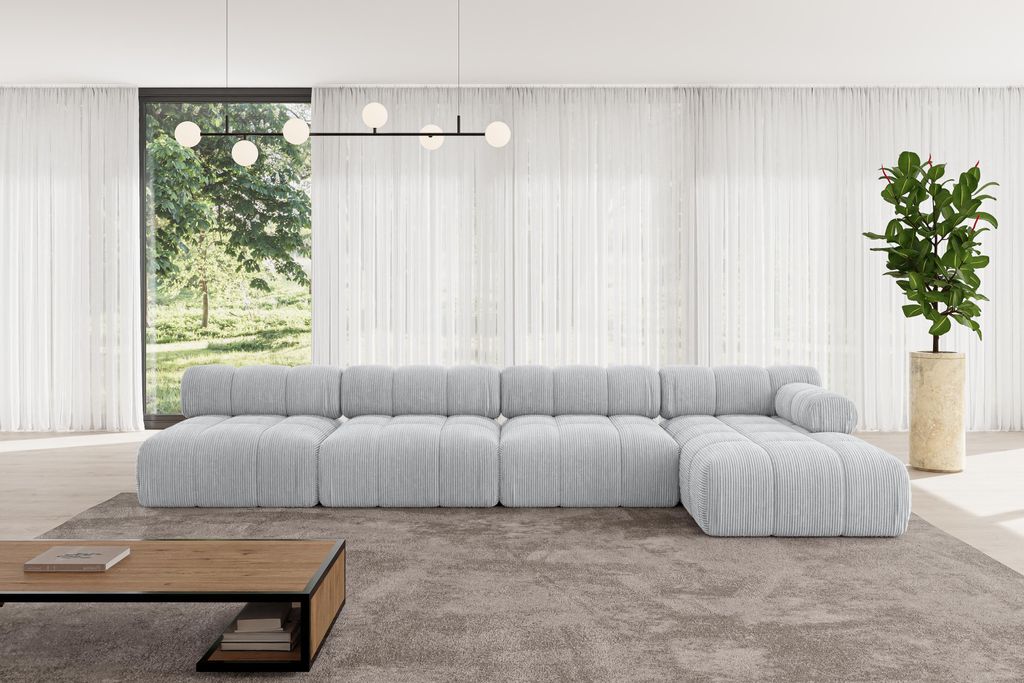 ALTDECOR Modulares Sofa Ecksofa in L-Form - Razon-L3 - 380x160x70 cm Grau Corner modular Sofa Eckcouch Couch Wohnlandschaft Cauchsofa Polstersofa