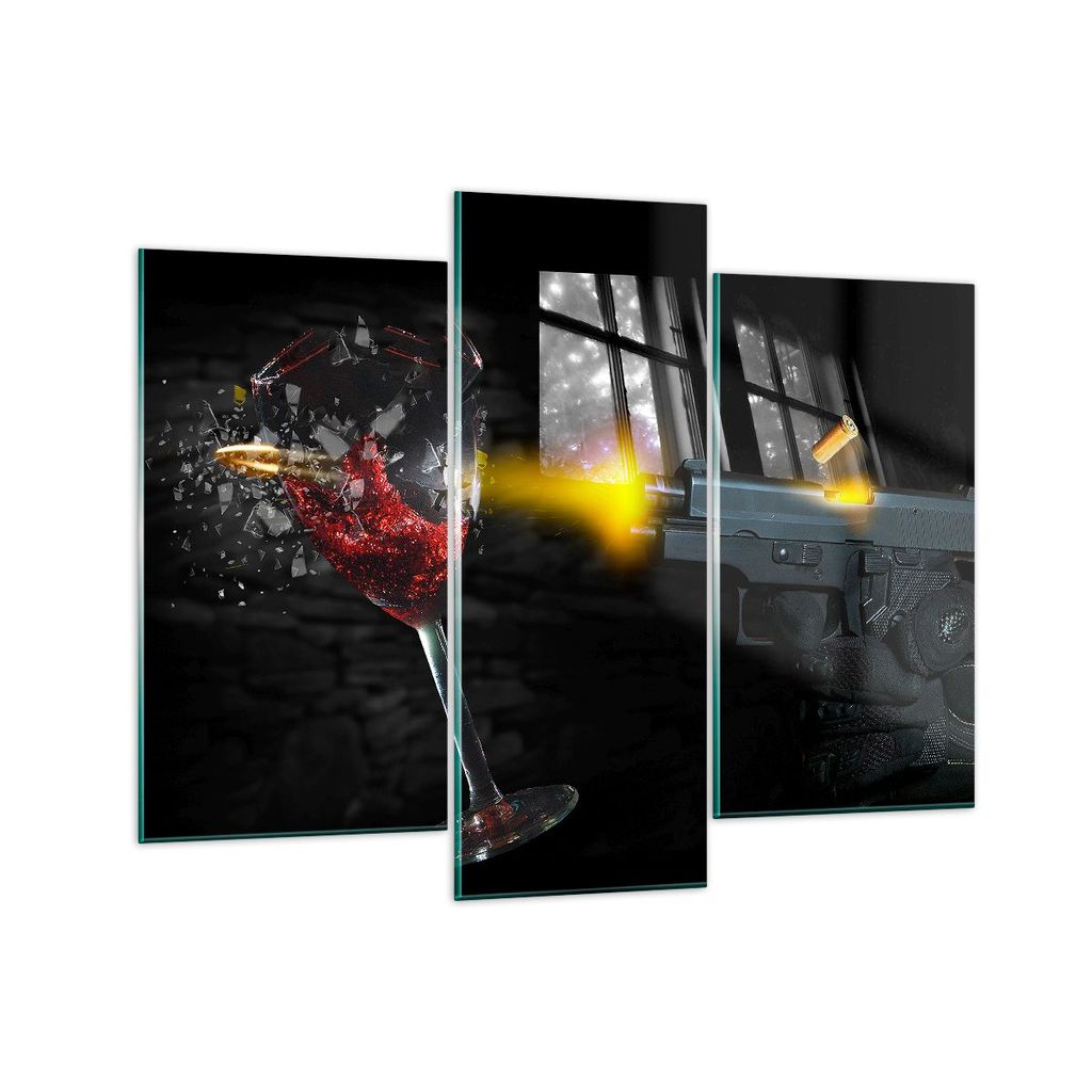 Bilder auf glas - Waffe Kugel Glas Rebe - 130x100cm - Glasbilder - Wandbilder - Kunstdruck - zum Aufhängen bereit - Wanddekoration aus Glas - Glas...