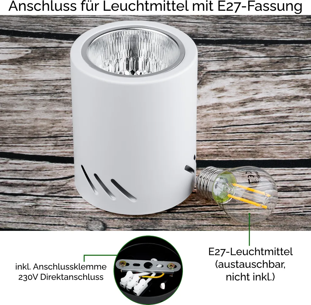 Downlight Rond Blanc E27 Solution Éclairage Plafond sans Encastrement - 7