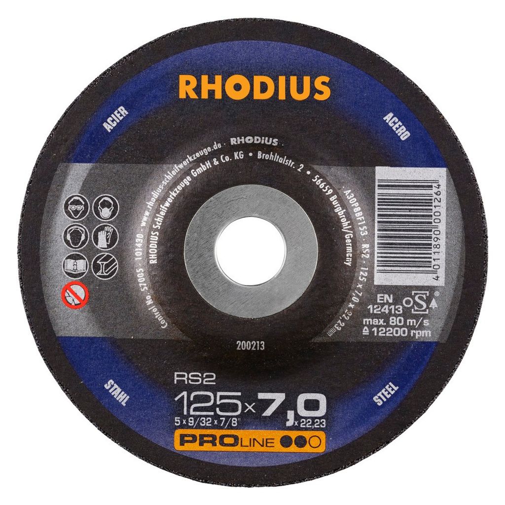 Rhodius Schleifscheibe RS 2 125x7,0x22,23mm Stahl Proline - 200213