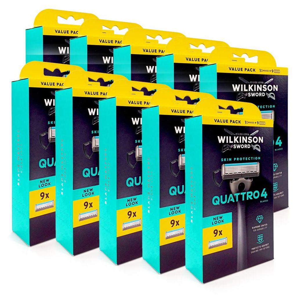 Wilkinson Quattro 4 Skin Protection Rasierer + 8 Ersatzklingen x 10