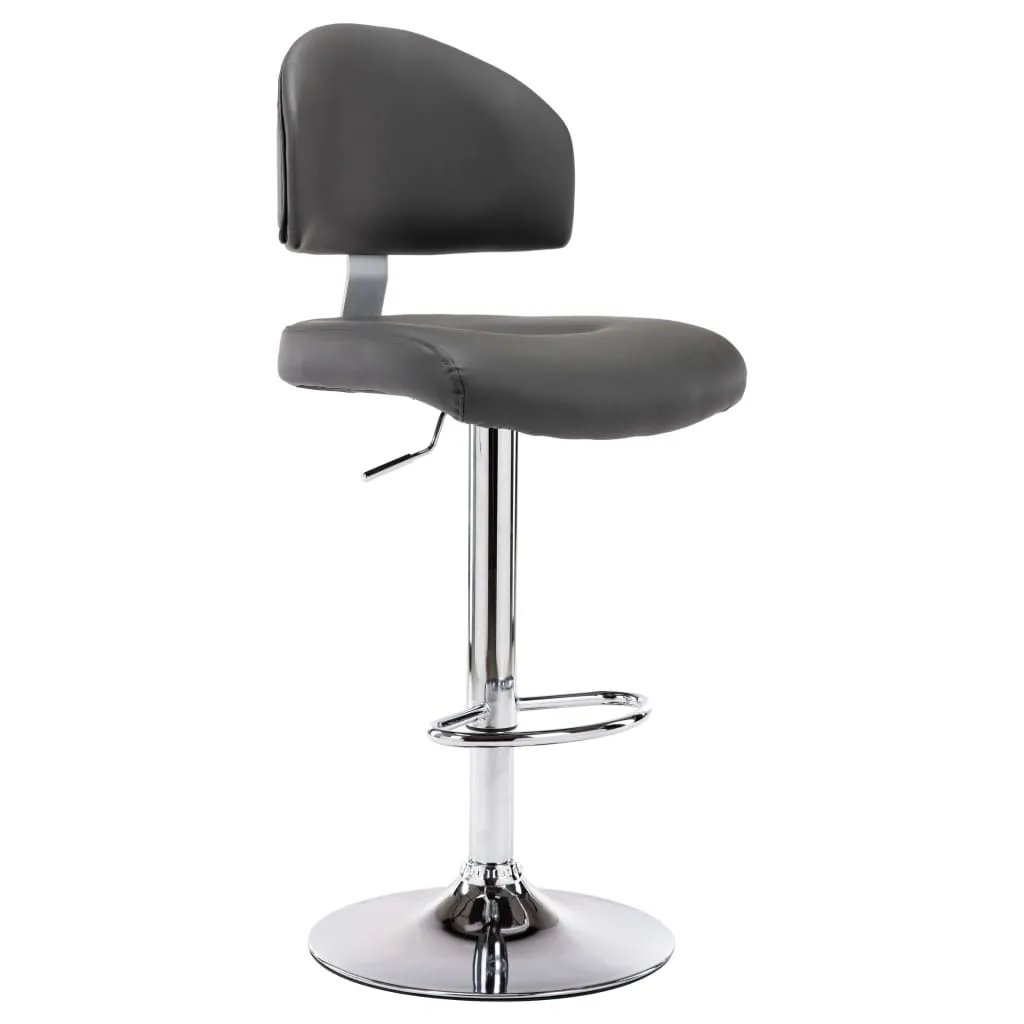 Sgabello Alto Grigio Industrial in Similpelle e Metallo per Bar e Loft