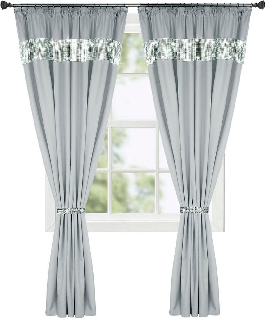 Fertiggardine mit Strasssteine Zirkonia, Vorhang, 145cm x Produktbild 