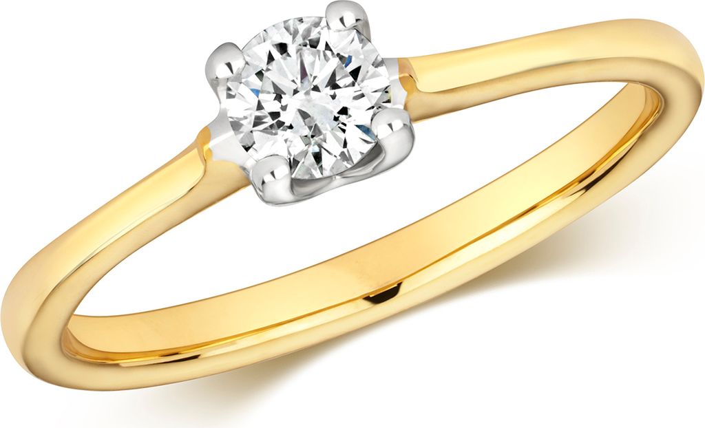 Funkelndes Feuer 9 Karat (375) Gold Damen - Diamant Solitärring Brillant-Schliff 0.25 Karat H - I1, 51 (16.2); TRS320329KYRSL