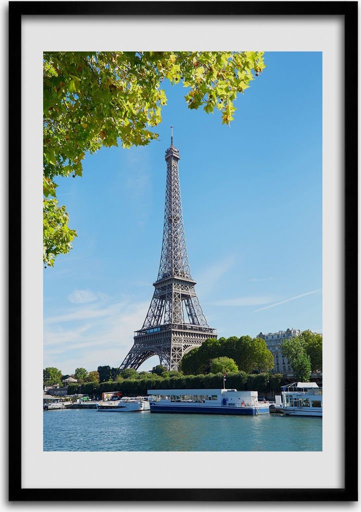 Bild - Bilderrahmen - Foto - 70 cm x 100 cm - MDF - Rahmen - Wandkunst - Eiffelturm Paris
