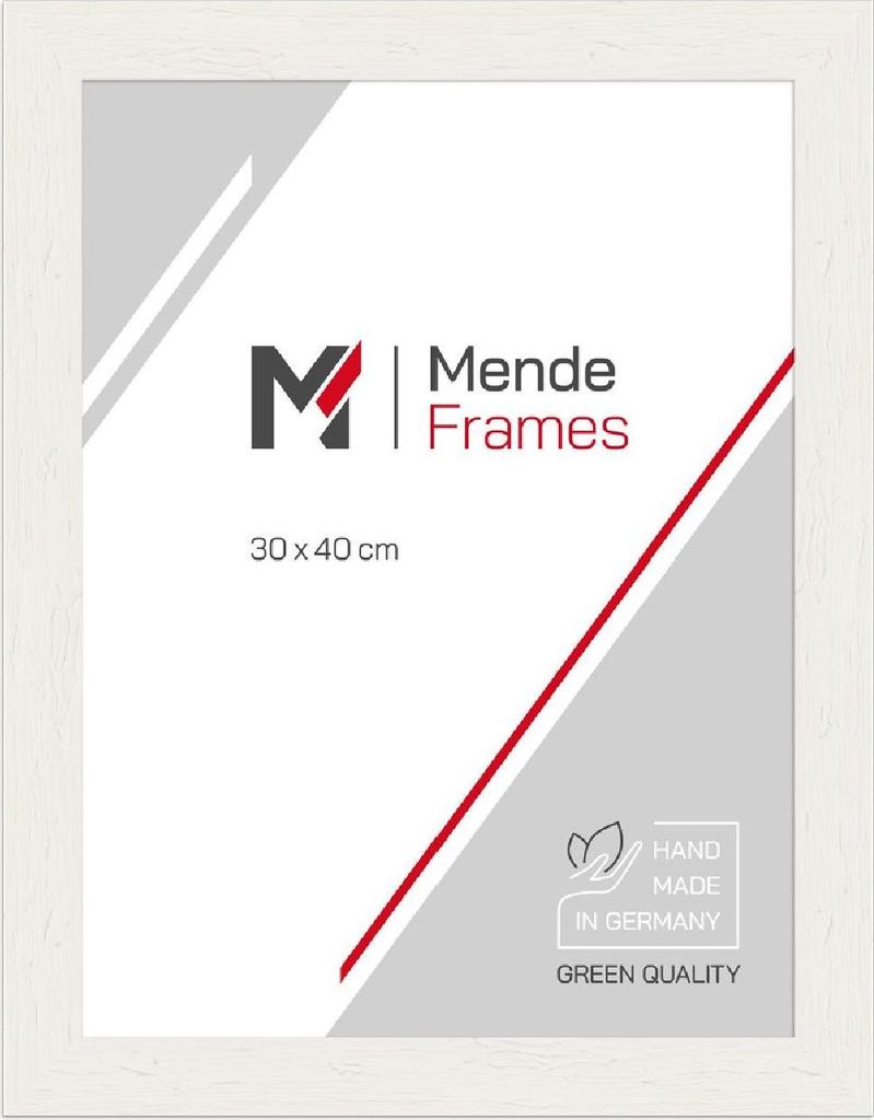 MendeFrames Bilderrahmen H750 Massivholz 45x60 cm weiß Kunstglas