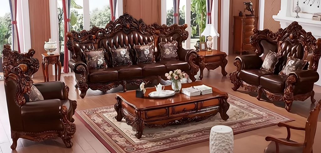 Wohnzimmer Set 4tlg Braun Sofagarnitur 4+2+1 Sitzer Design Couchtisch