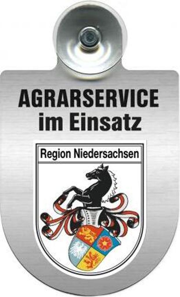 Einsatzschild mit Saugnapf - Agrarservice im Einsatz - incl. Regionenwappen nach Wahl 393802 Color - Region Niedersachsen