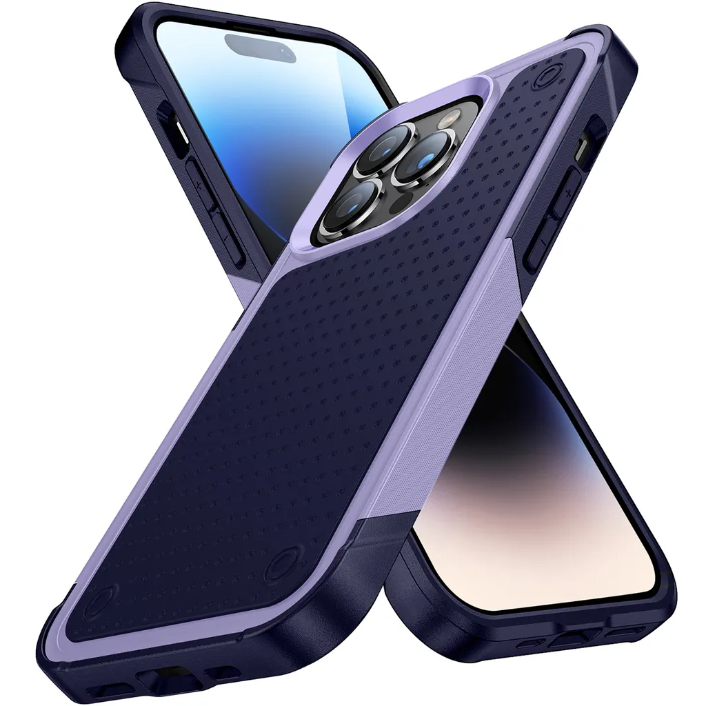 Custodia iPhone 14 Pro Antiurto Viola Blu: Pronta per l'Avventura