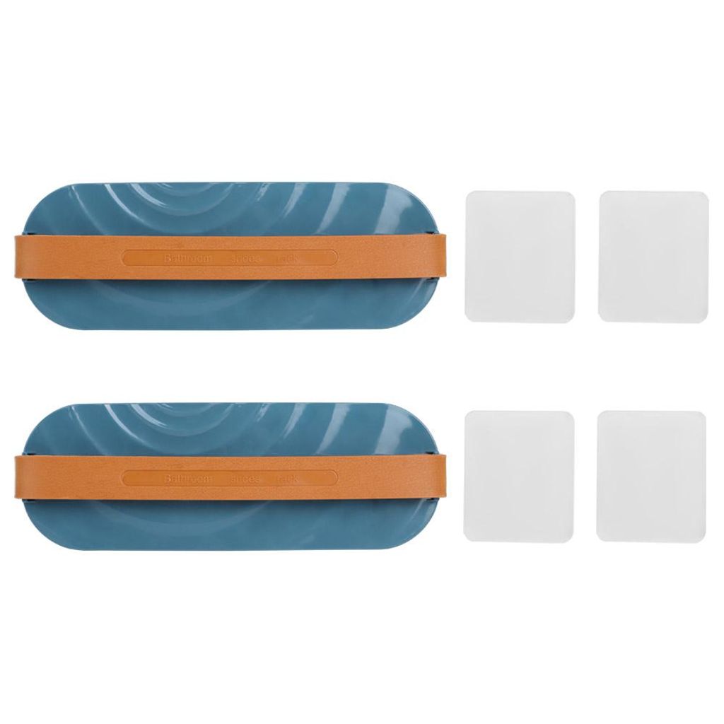 Selbstklebendes Pantoffelregal fürs Badezimmer, Wandmontage, Hängeablage mit Abfluss, Blau