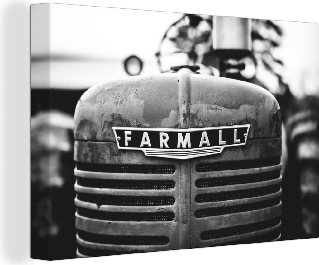 OneMillionCanvasses - Leinwandbilder - 150x100 cm, Traktor - Schwarz - Weiß, Wandbilder Kunstdruck Wanddekoration - Foto auf Leinwand - Gemälde...