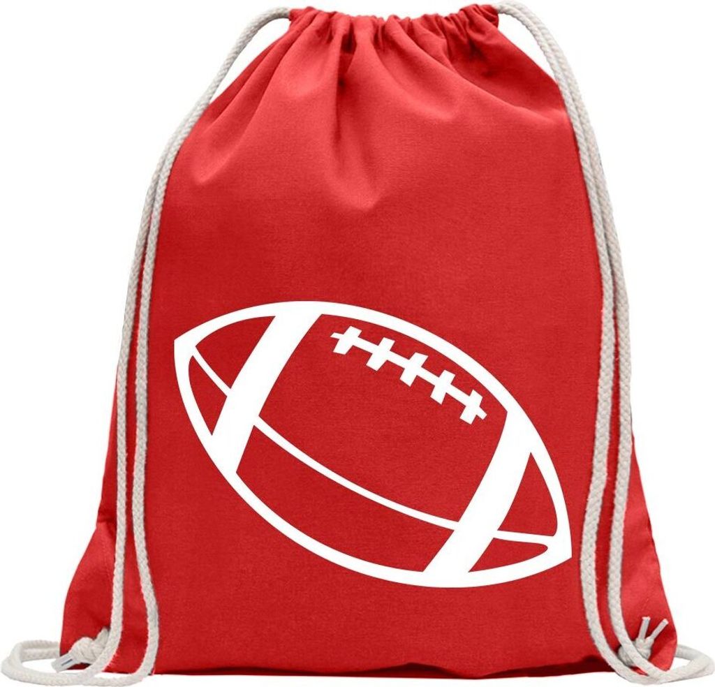 Kiwistar - Turnbeutel - rot - Football - Fun Rucksack Sport Beutel Gymsack Baumwolle mit Ziehgurt