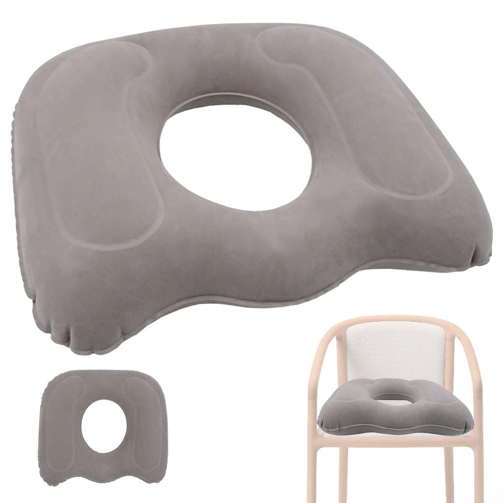 Orthopädisches Sitzkissen bei Hämorrhoiden für Auto und Büro – Aufblasbar, 48 x 48 x 12 cm, umweltfreundliches PVC mit Fleecebezug – Komfor...