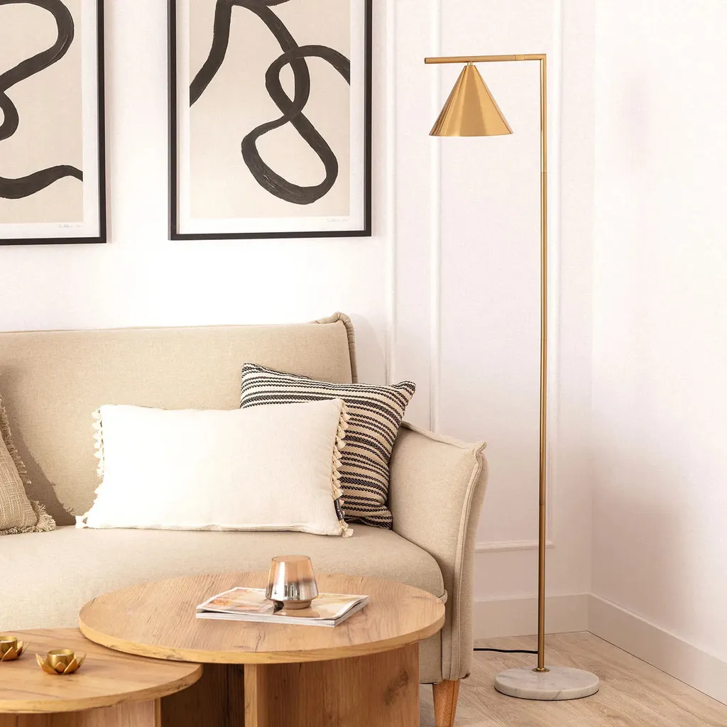 Lampadaire sur pied doré Valentino Abruzzo 150 cm - Éclairage Design