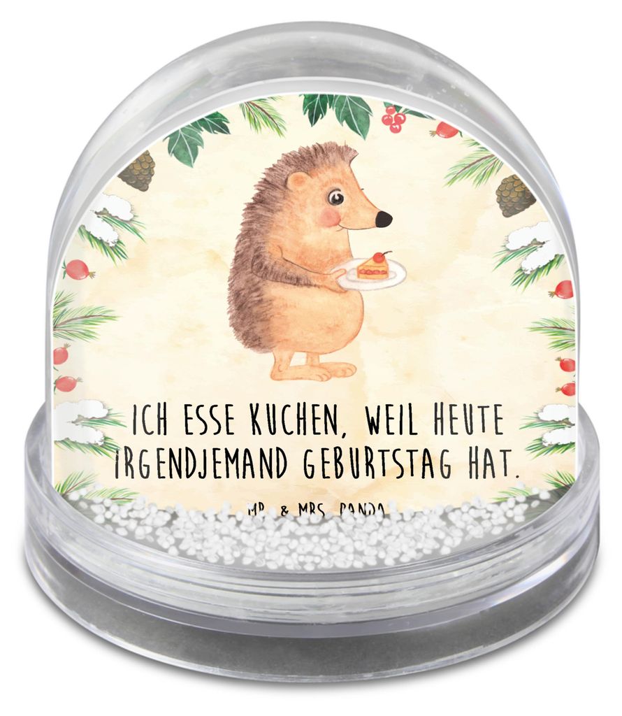 Mr. & Mrs. Panda Schneekugel Igel Kuchenstück - Naturpapier - Geschenk, Kuchen, Backen, kunststoff, Weihnachts, Essen Spruch, Geburtstagskuchen, w...