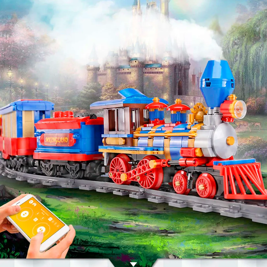 Train électrique de Noël télécommandé en briques - Modèle RC 450 pièces