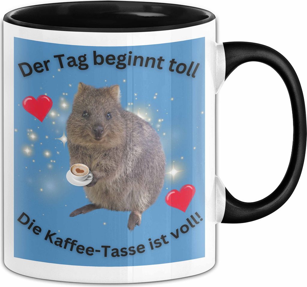 Meme Tasse Geschenk Lustiger Becher Der Tag Beginnt Toll Die Kaffee-Tasse Ist Voll (Schwarz)