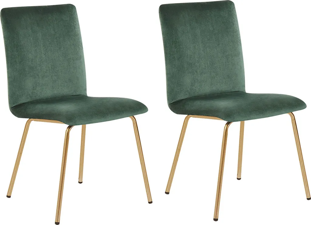 Chaises de repas en velours vert pour salon et salle à manger - 2 pcs