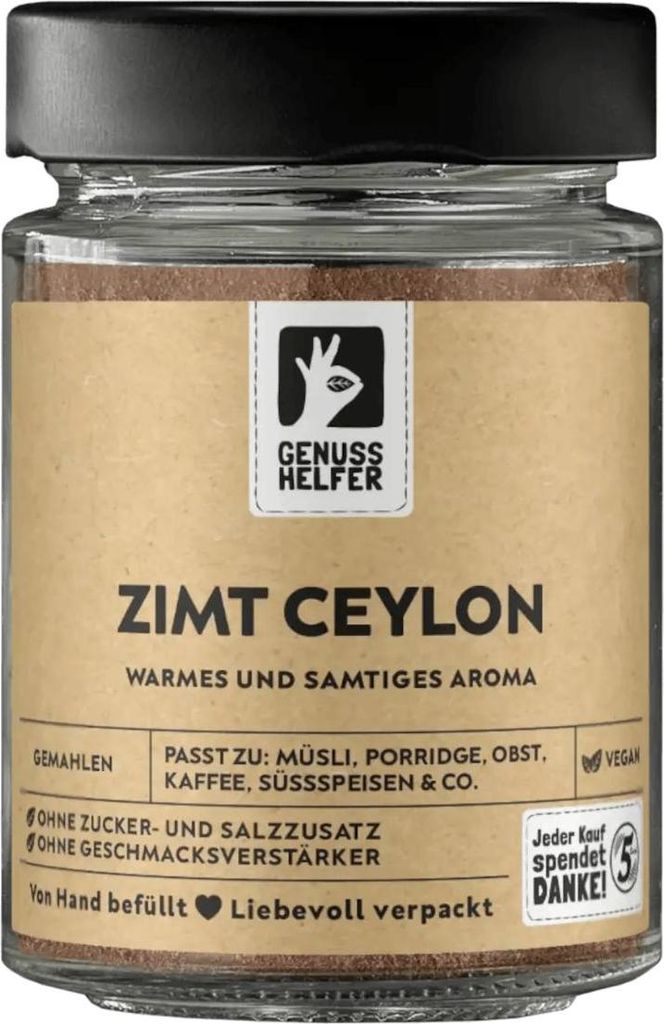 Ceylon Zimt, gemahlen, aromatisches Zimt Pulver zum Backen & Kochen, 60g im Glas