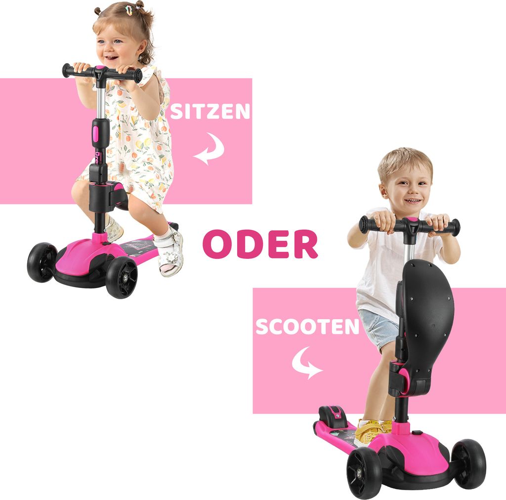 Kinderroller Mit LED-Rädern – Höhenverstellbarer Lenker & Sitz, Klappbar, Stabiler Dreibein-Stand – Ab 3 Jahren Kinderroller Mit LED-Rädern – Höhenverstellbarer Lenker & Sitz, Klappbar, Stabiler Dreibein-Stand – Ab 3 Jahren