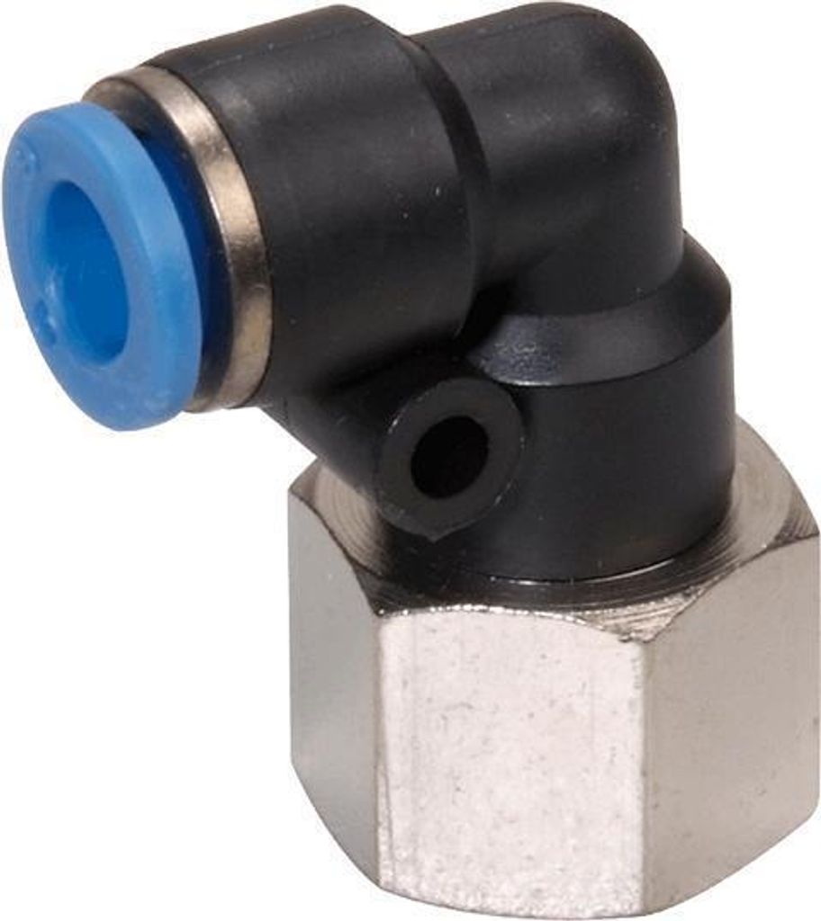 Winkel-Steckverschraubung, Schlauch 6mm, Gewinde G1/4i, STVS-QGCK-G1/4i-6-PBT-SBR-M120