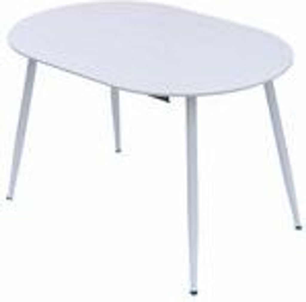 Esstisch Rodrigo ausziehbar 120-150-180 x 80 cm 4-10 Personen Ovaler Küchentisch mit Metallgestell für Küche, Esszimmer Holz Optik,Farbe:Weiß