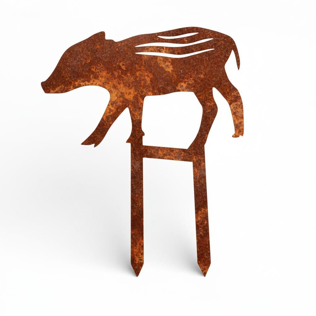 Koch #119 Gartenstecker Frischling1 Wildschwein 27cm Stahl Edelrost 2mm Stärke