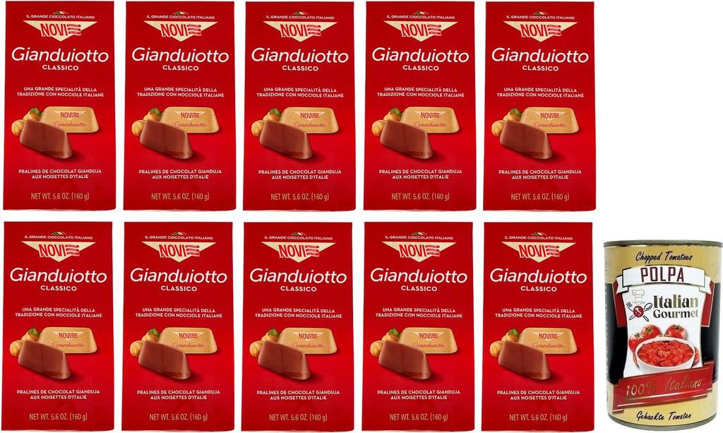10x Novi Gianduiotto Classico,Pralinen aus Milchschokolade und Gianduia-Haselnuss,160g Beutel + Italian Gourmet Polpa di Pomodoro 400g Dose