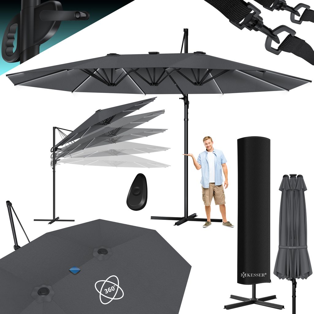 KESSER® Sonnenschirm Doppelsonnenschirm 4,6m x 2,7m | Produktbild 1