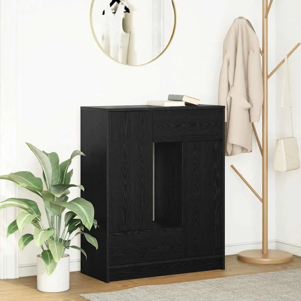Petit buffet vidaXL noir imitation chêne avec 2 tiroirs et grands rangements