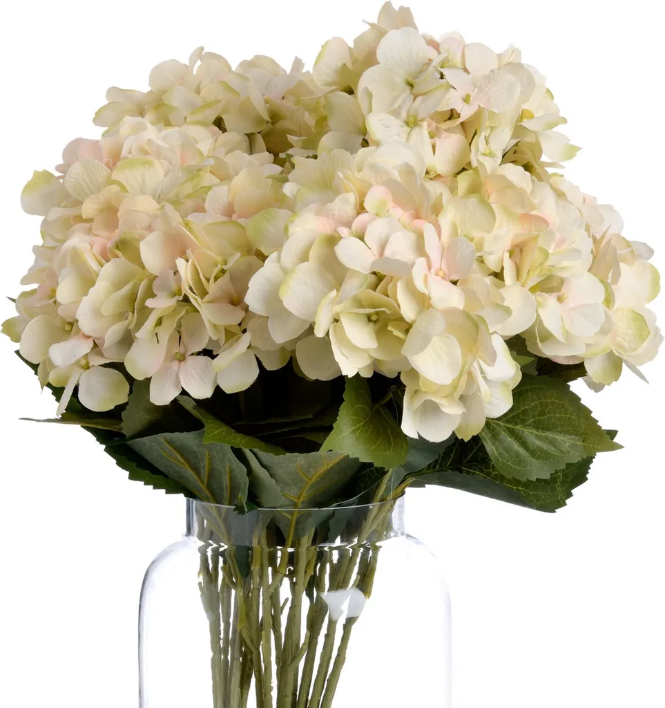 Hortensia Artificiel Crème Hill Interiors HI2840 - Plante Déco 80cm