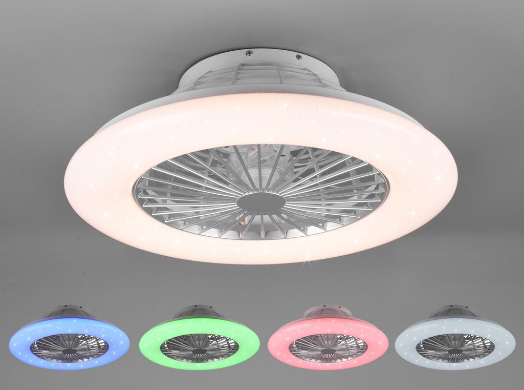 LED Deckenventilator STRALSUND Ø50cm Silber RGB Farbwechsel Produktbild 
