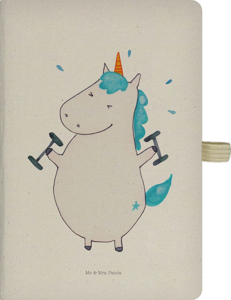 Mr. & Mrs. Panda Tagebuch Einhorn Fitness - Transparent - Geschenk, Unicorn, Sixpack, Sport, Fitnessstudio, Adressbuch, notizbuch, Skizzenbuch A5, ...