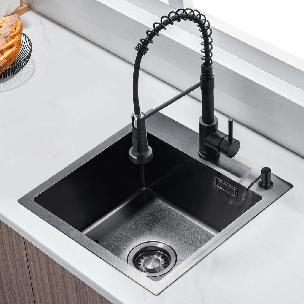 LOMAZOO Küchenspüle Edelstahl Schwarz / Anthrazit - Fallon 45 cm