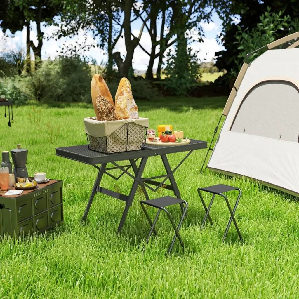 Table Multifonctionnelle pour Balcon et Camping - Table Noire 90 cm - 7