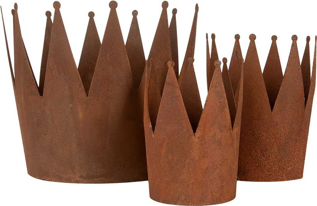 Set de 3 Couronnes Décoratives Métalliques Brunes Style Rétro et Chic