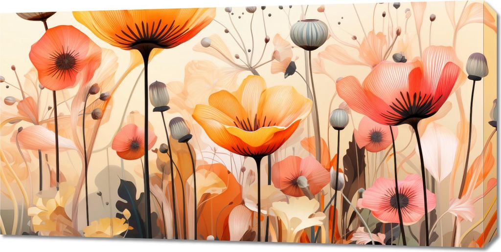 Bild 100x50cm Tänzerische Mohnblumen