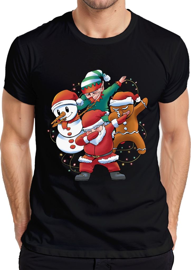 Dabbing Schneemann Elf Santa - Weihnachten Weihnachtsgeschenk Christmas Herren T-Shirt, Schwarz, XL