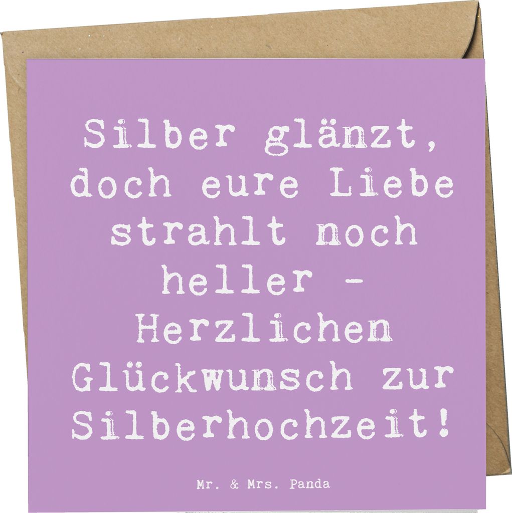 Mr. & Mrs. Panda Glückwunschkarte Spruch 25. Hochzeitstag Silberne Hochzeit - Lavendeltraum - Geschenk, magische Momente, doppelkarte, Verbundenhe...