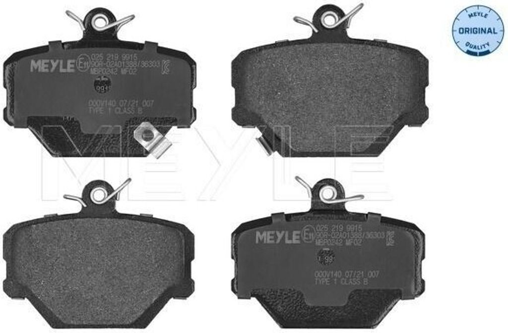 MEYLE 025 219 9915 - OE 1431V002 Bremsbeläge, Vorne für Cabrio (450), City-Coupe (450), Crossblade (450), Fortwo Cabrio (450), Fortwo Cabrio (451...